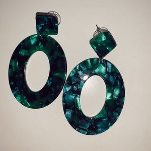 never worn green acrylic earrings